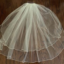 Two-Tier Rhinestone-Lined Veil