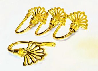 Antique 19th Century Gilded Gold Curtain Drapery Tiebacks. 