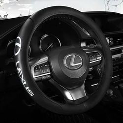 Brand New Universal Lexus Black PVC Leather Steering Wheel Cover 14.5"-15.5" Inches
