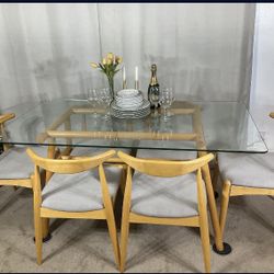 MCM Glasstop Dining Table With 6 Chairs 