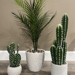 3 Faux Potted Plants 
