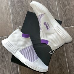 Adidas NMD CS1 City Sock Pk Primeknit White Purple Boost Size 10.5 Women / 9.5 Men