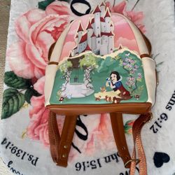 Loungefly Disney Snow White Castle Series mini backpack in faux leather