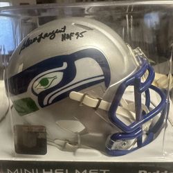 Steve Largent Signed Seattle Seahawks Riddell Speed Mini Helmet Beckett