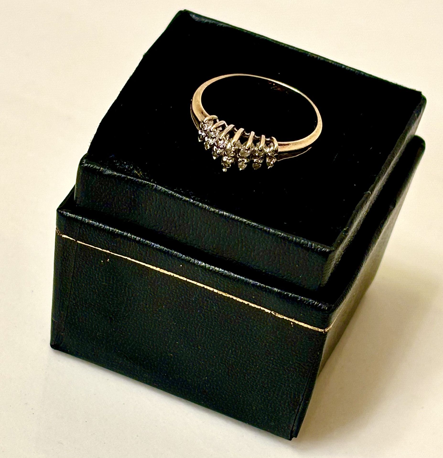 10k Vintage Solid Gold Vintage 40's Double Row Stacking Woman's Genuine Diamond Ring