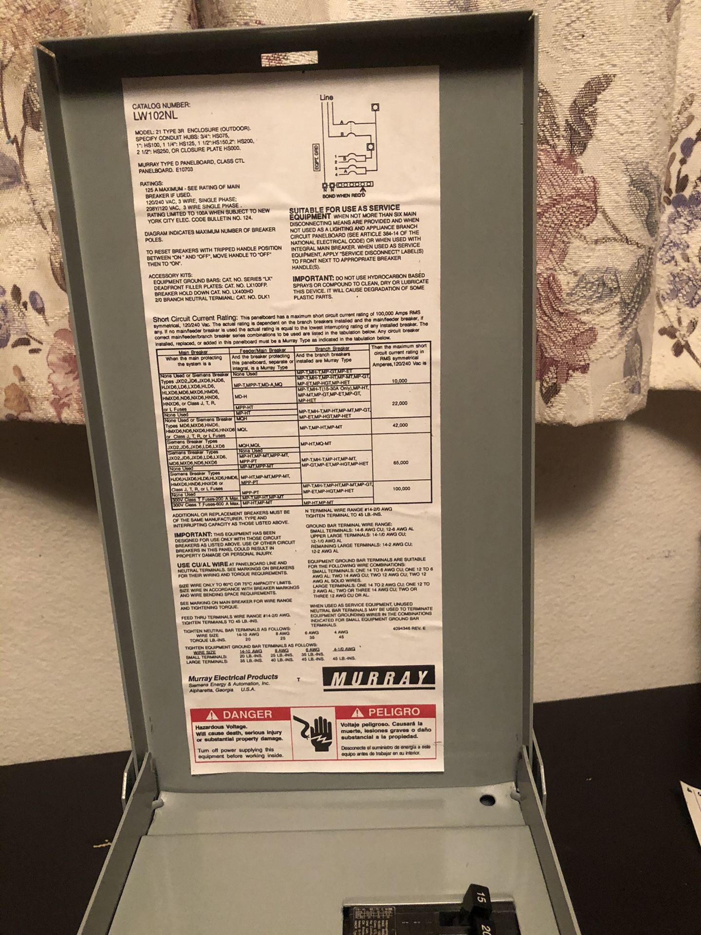 Murray LW102NLU 100-Amp Outdoor Rated Circuit Breaker Enclosure