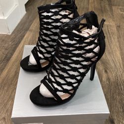 Black Suede Heels 7.5