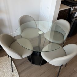 Glass Kitchen/ Dining Table With Chairs