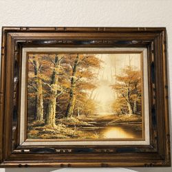 Original Oil Painting Autumn Landscape Framed Signed