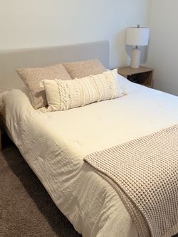 Queen bed frame with tempur-pedic mattress (less than one year old)