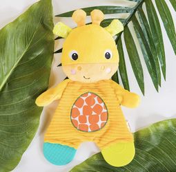 Bright Starts - Snuggle & Teether- Plush Baby Teether Toy - Giraffe - BPA Free - Age: 0 Months
