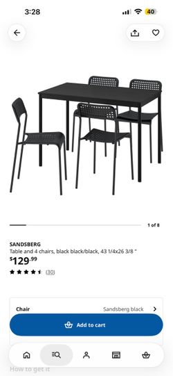 IKEA SANDSBERG Dining Table + 4 Chairs – Black