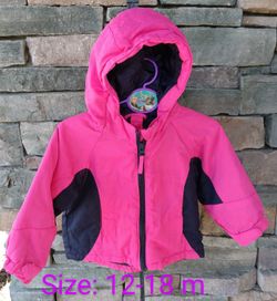 ❤️ CHILDRENS PLACE, Pink & Navy Blue, Cozy Zip Up, Parka Jacket with Hood! 🧥 Size: 12-18 months