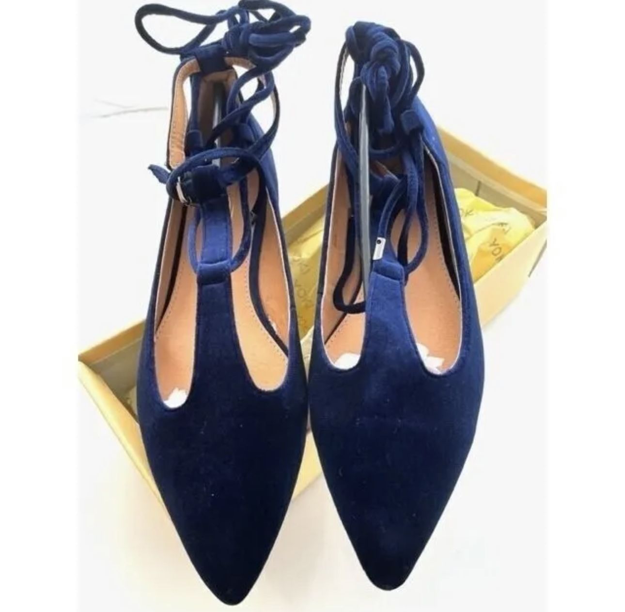 Yoki, Urban-80, Velvet Flat Lace-up Shoes, Size 10, Dark Blue, Brand New.