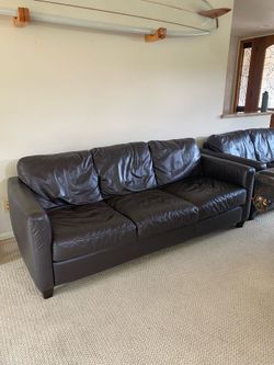 Brown Leather Sofa Set - DELIVERY AVAILABLE