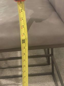 Pair of Ethan Allen Counter Stools – Gray/Taupe Upholstery & Metal Bases