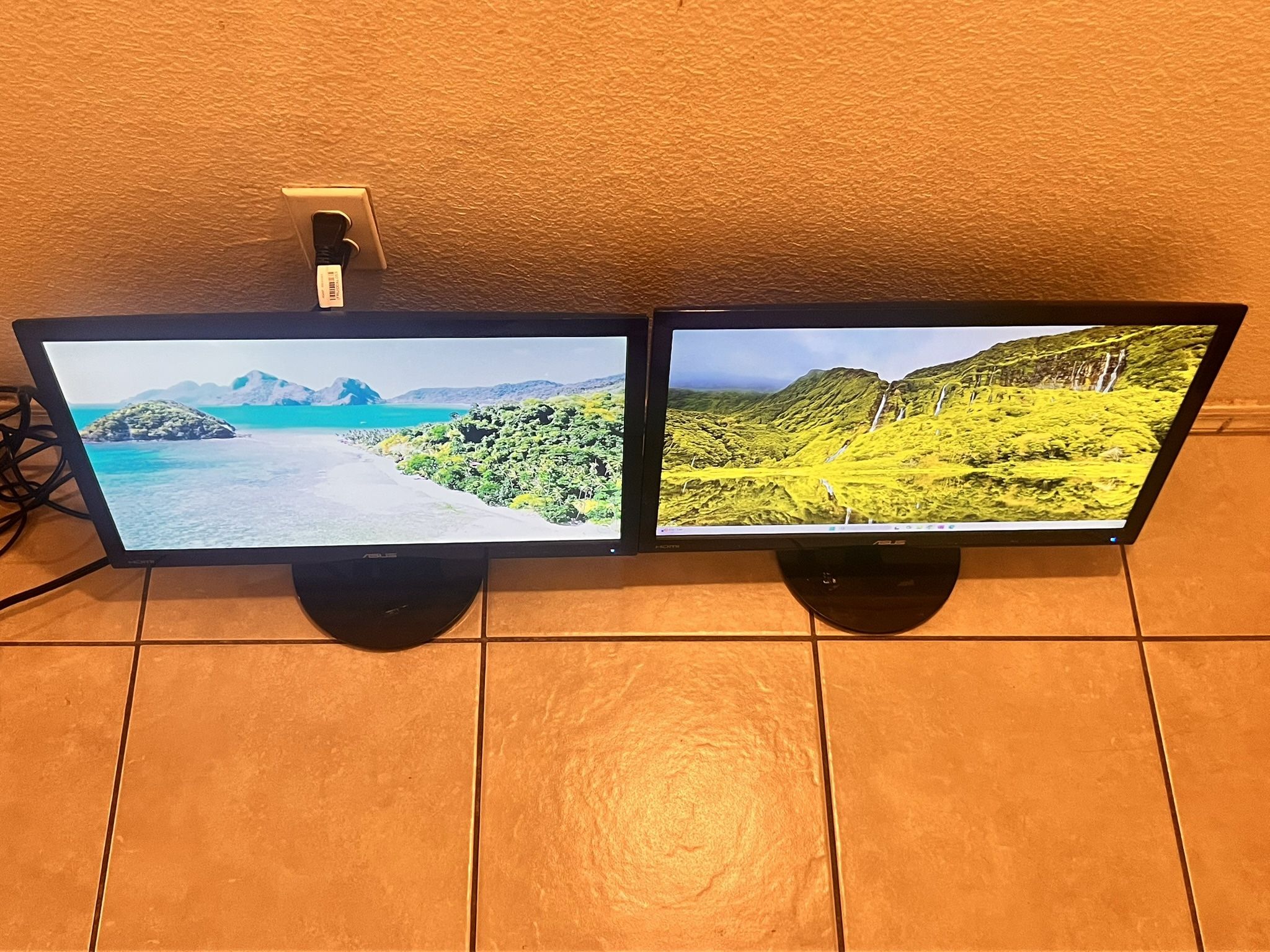 Set (2) Asus VS228 21" Widescreen LCD Flat Panel Monitors HDMI DVI VGA