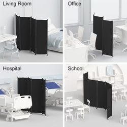 5-Panel Portable Room Divider - Freestanding Folding Privacy Screen with Fabric Panels, Contemporary