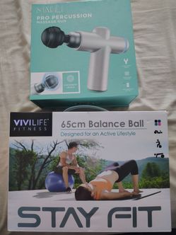 Mahli Massage Gun Cordless Pro Percussion Rechargable 3 Attachments Balance Ball 65cm with Pump