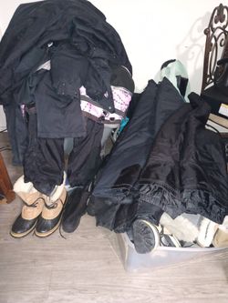 Snowboarding Pants, Jackets, Snowboarding Boots, Sorel Caribou Snow Boots, And Lots Of Nice Jackets Kids And Adult Stuff