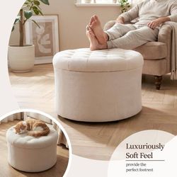 Oversized Accent Chair, 41 Inch Chenille Fabric ArmchairWith Round Ottoman Foot Rest, 24" Storage Ottoman