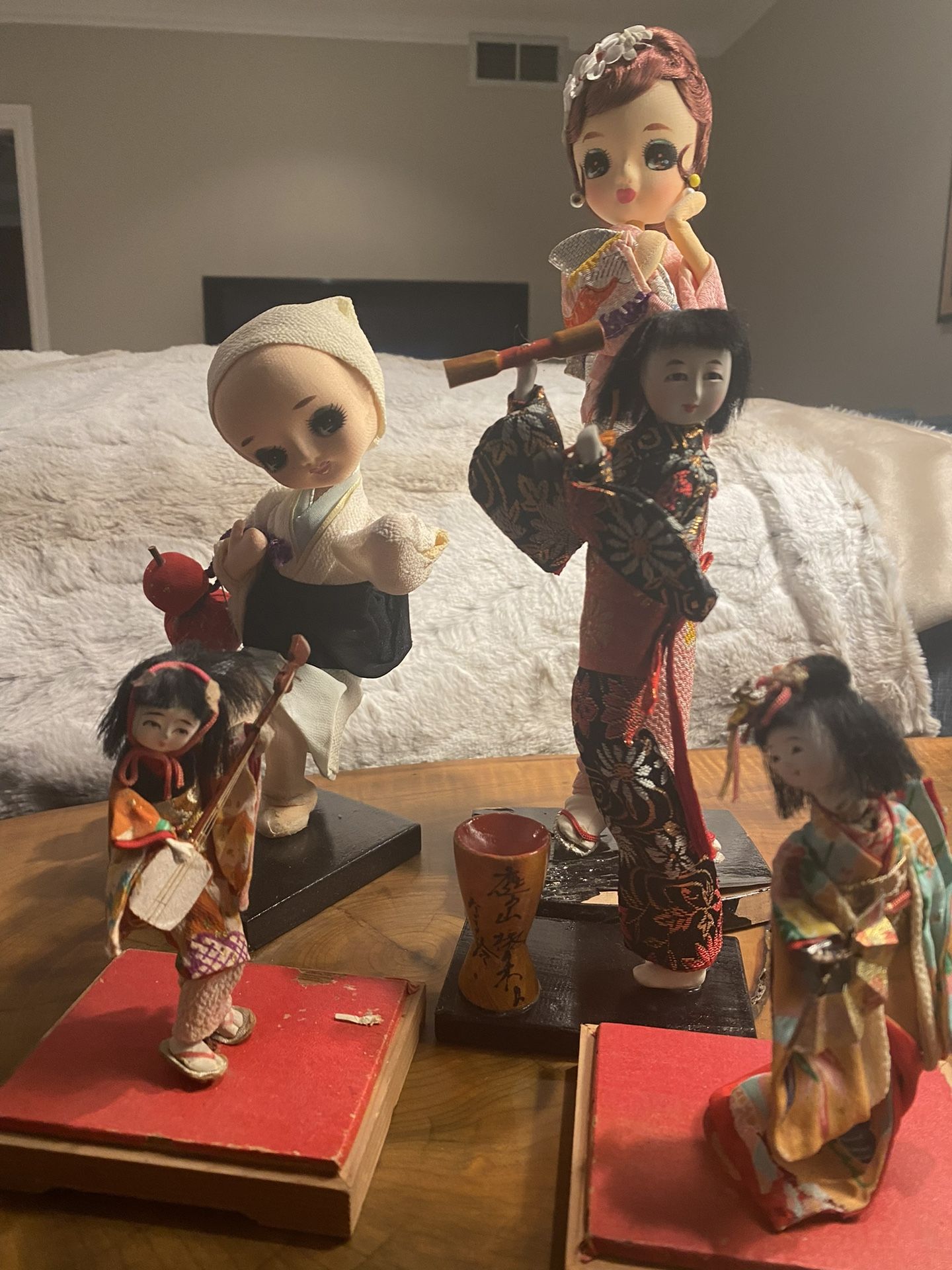 Vintage Silk Japanese Dolls