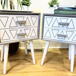 2 Solid Wood MCM Nightstands/ End Tables