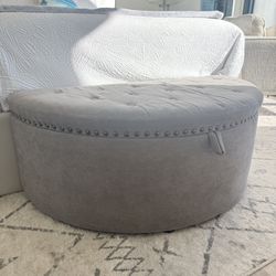 Modern Ottoman With Metal Hardware And Storage!