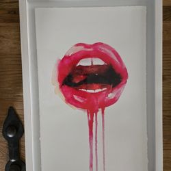 Watercolor Mouth Framed Print 