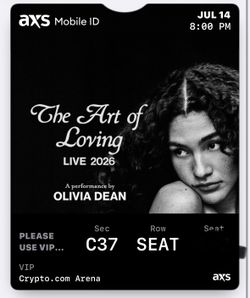 2 VIP floor tickets to Olivia Dean in LA 7/14/26