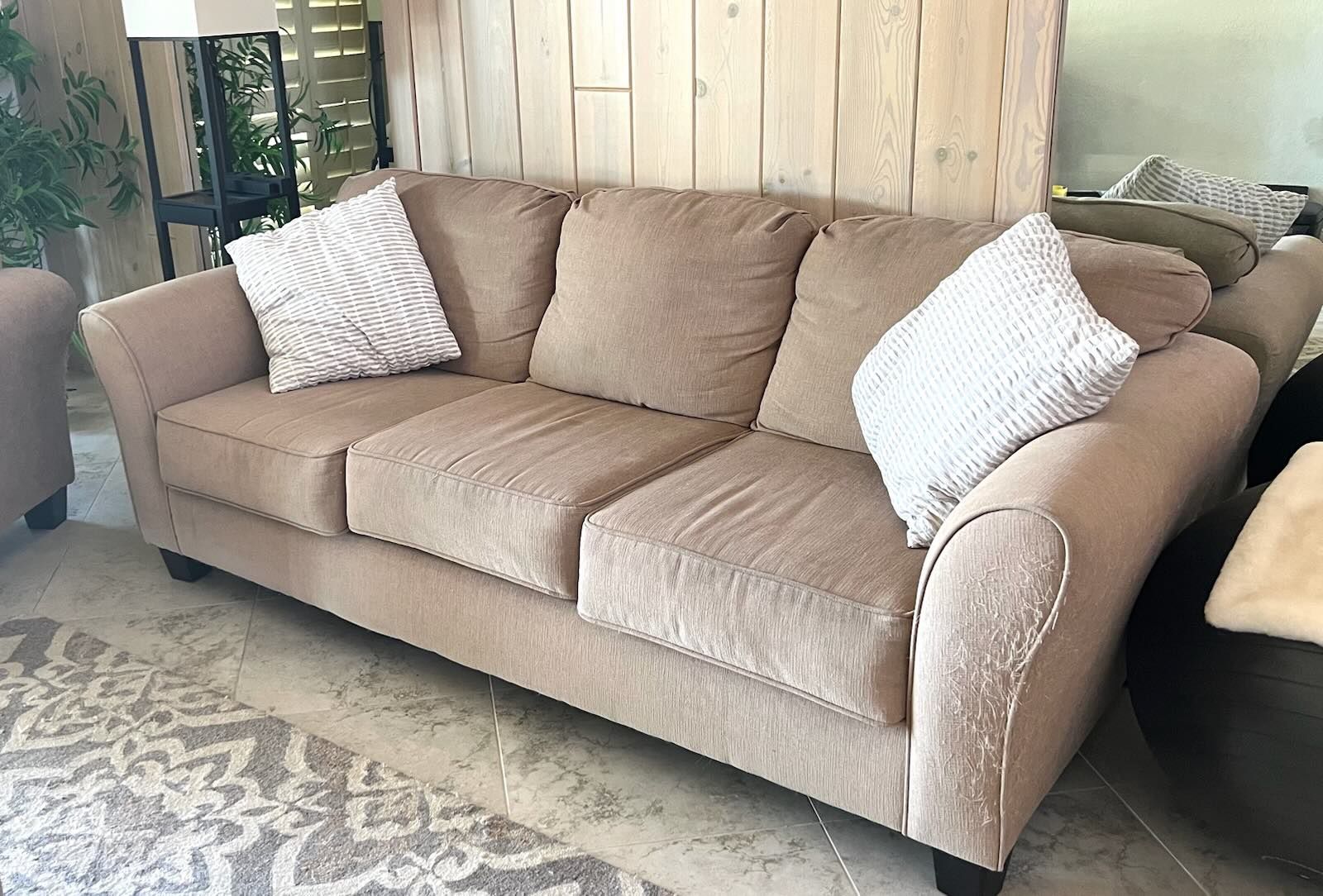 Beige Couch, Chair & Ottoman-3 Pieces 