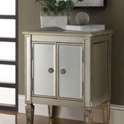 New Antique Silver Finish Wood Mirror Accent Cabinet