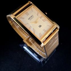 Men's Vintage Seiko Tank Stainless Steel Wrist Watch RARE