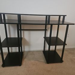 Multi-Tier Computer Desk / Study Table with Shelving – Black