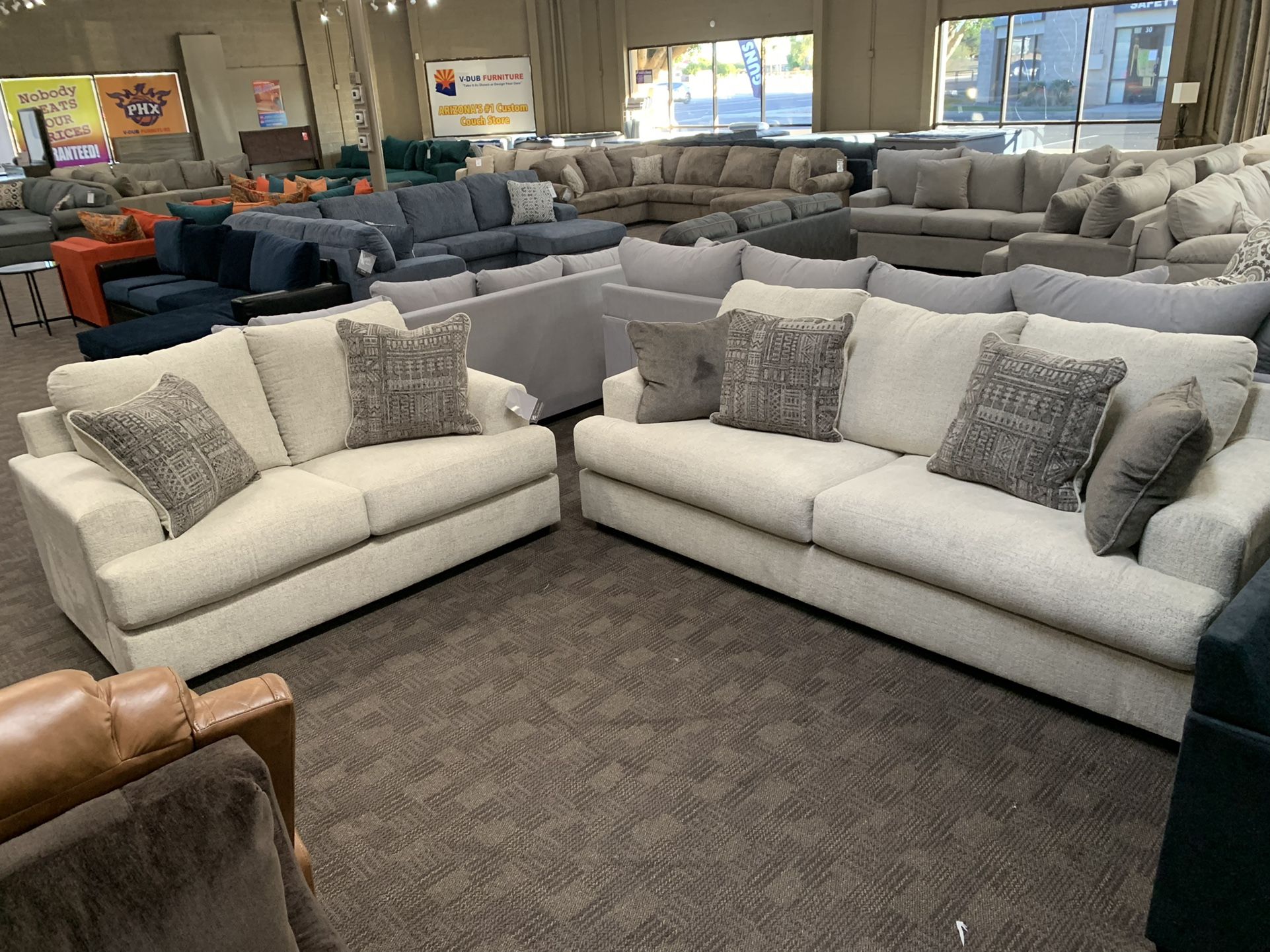 New Plush Oversized Beige Sofa Set