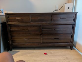 Dark Brown Wood 7-Drawer Dresser