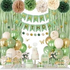 Sage Green Birthday Party Decorations 
