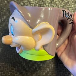 VTG Disney World On Ice Ringling Bros Dopey Mug Original Stickers Snow White Cup