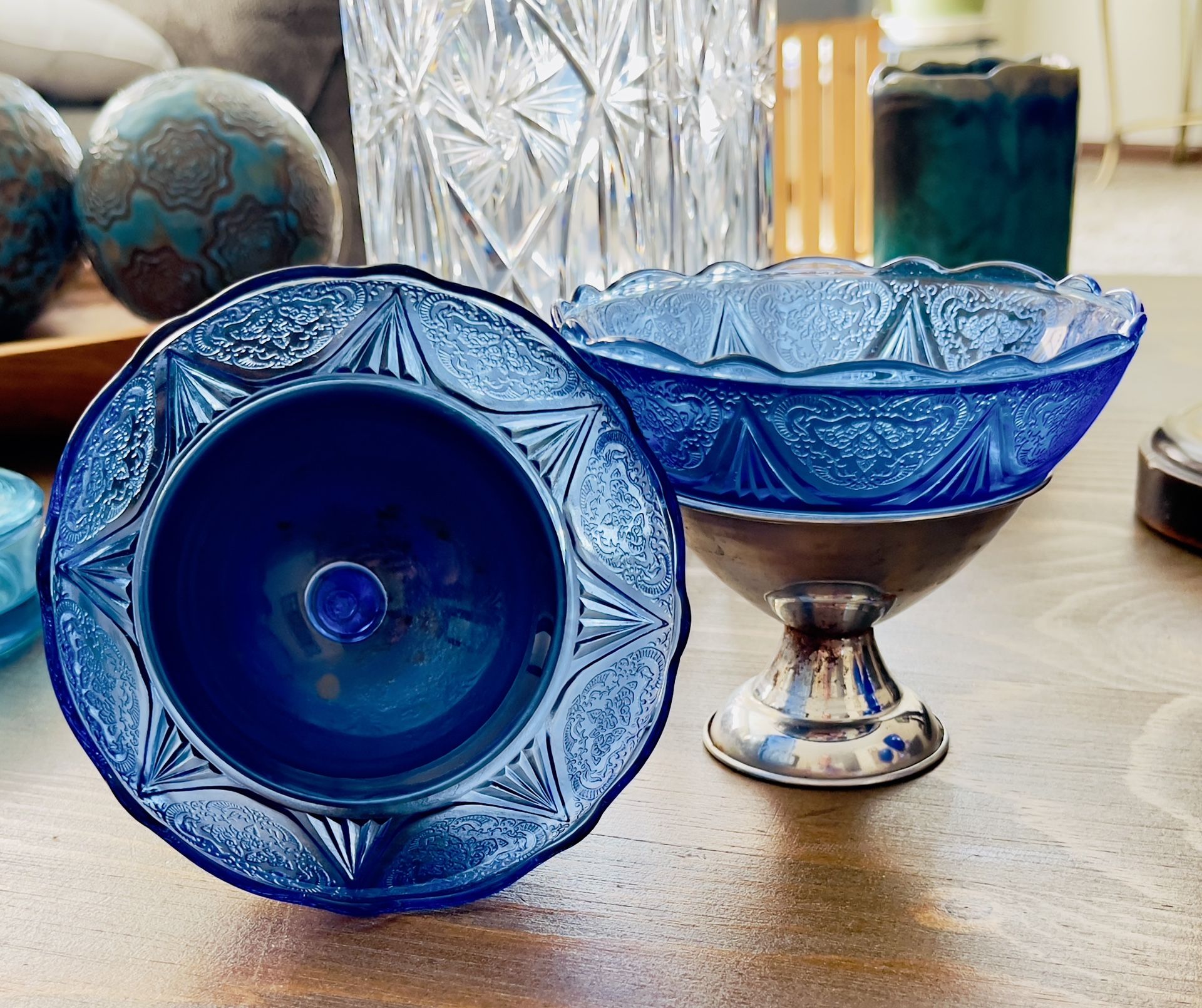 SET OF 2 HAZEL-ATLAS DEPRESSION GLASS SHERBET CUPS 