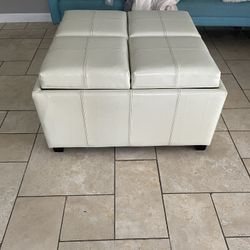 White Ottoman With Storage 