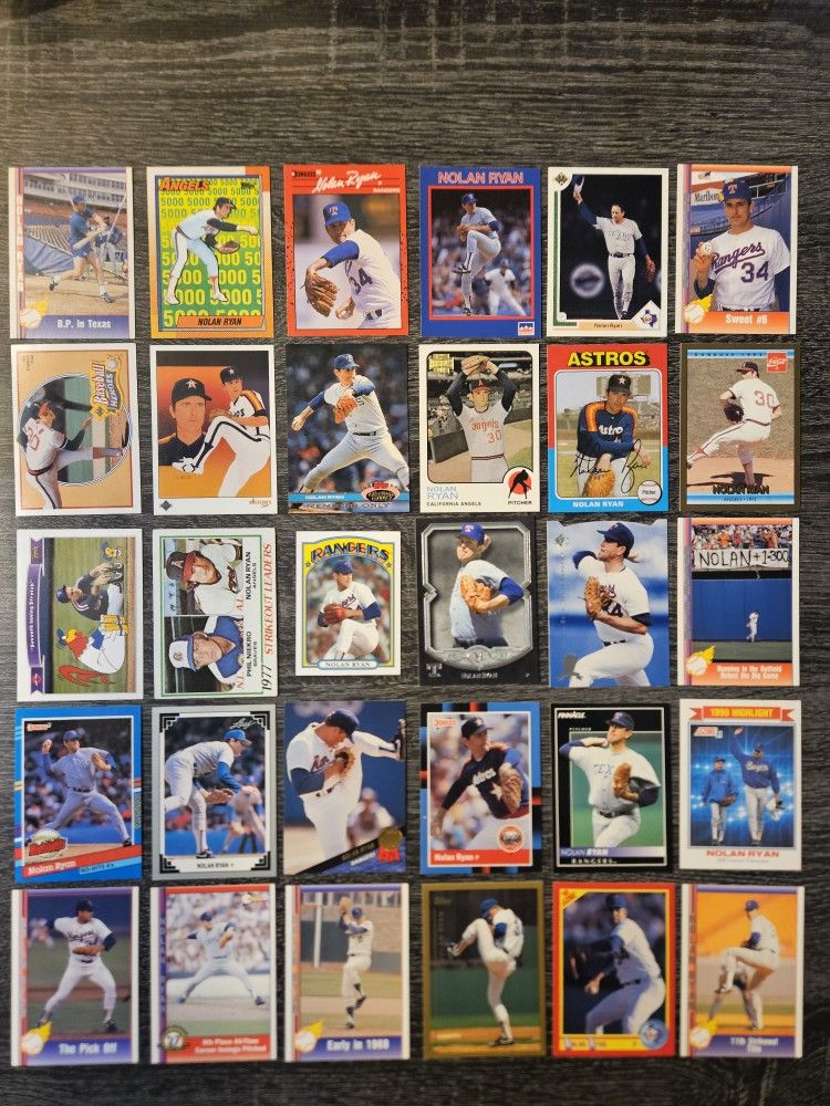 (30) All Different Nolan Ryan Baseball Card Lot Texas Rangers Houston Astros - 25 Lots Available