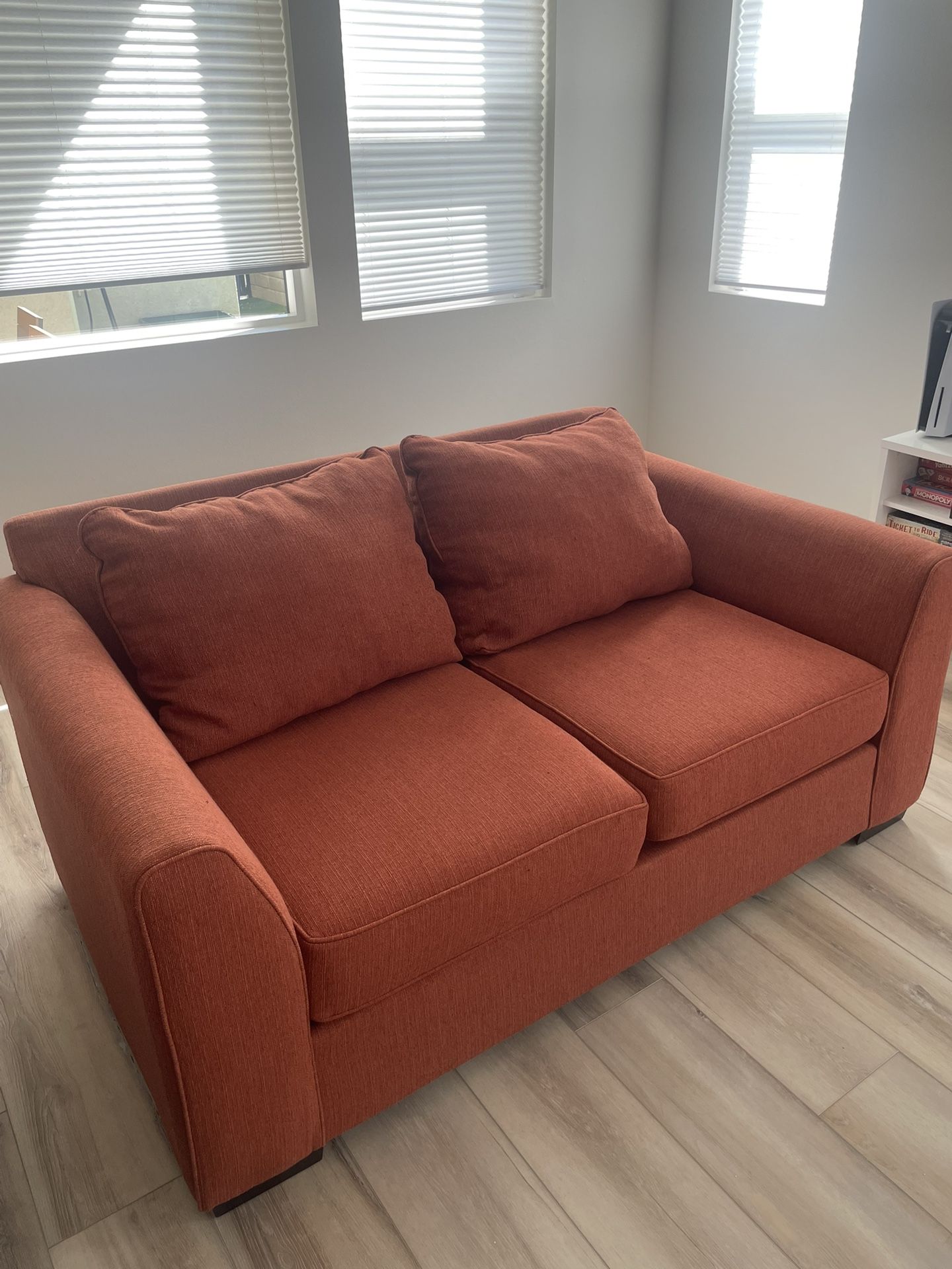 Rust-Orange Living Spaces Loveseat, Like New