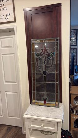 Vintage Leaded Stained Glass Window Panel