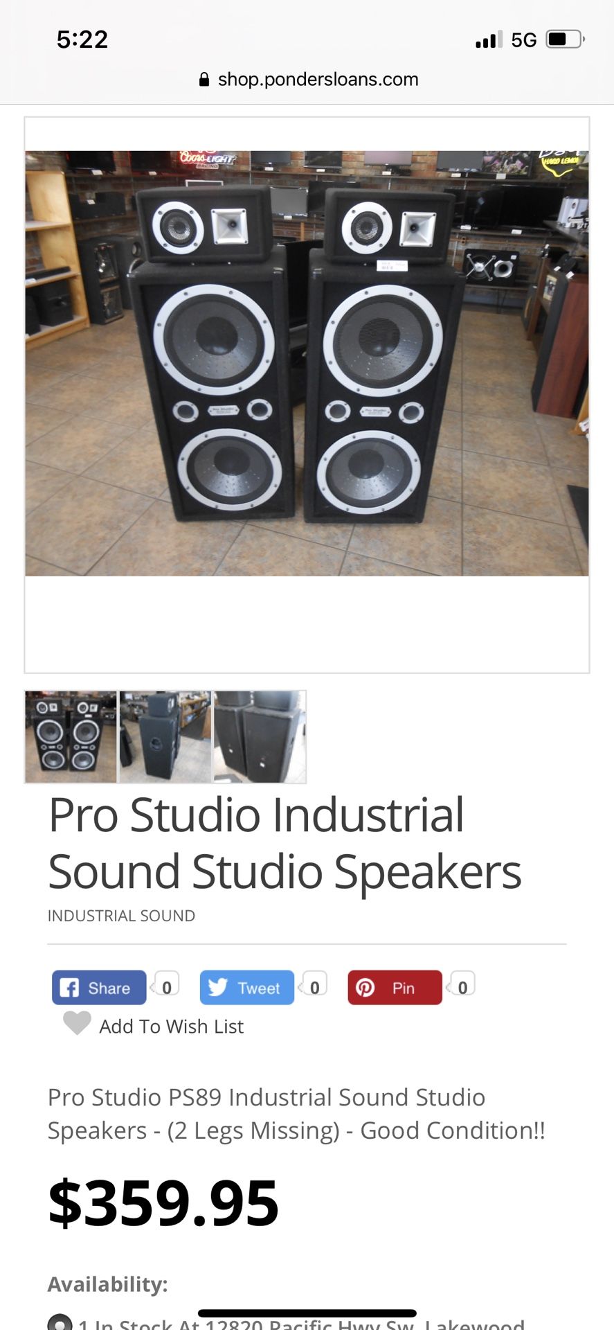 Pro Studio 15 Inch Woofers  With Highs On Top