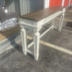 White Long Counter Table and 2 Stools