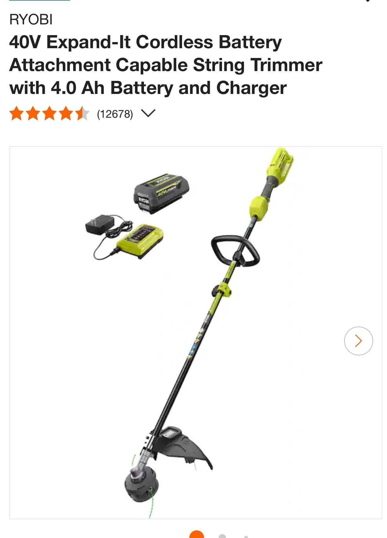 RYOBI 40V Expand It Cordless Battery Attachment Capable String