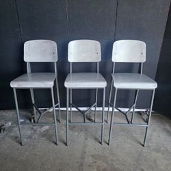 3 Industrial Metal Bar Stools