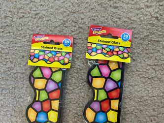 Stained Glass Terrific Trimmers, Bulletin Board Borders, 39 Feet each, 5 packages, $10 each
