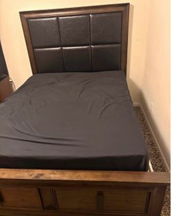 Queen bed frame with mattress in great condition