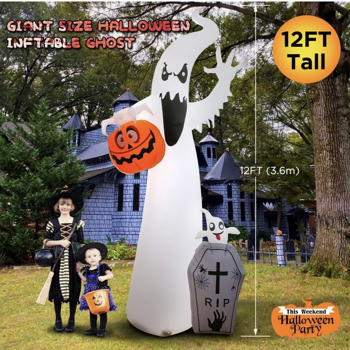 12ft ghost inflatable with lights and sounds halloween inflatable